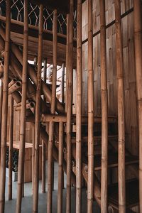 New Jersey builders show extreme example of using bamboo in a staircase, wall covering and furniture